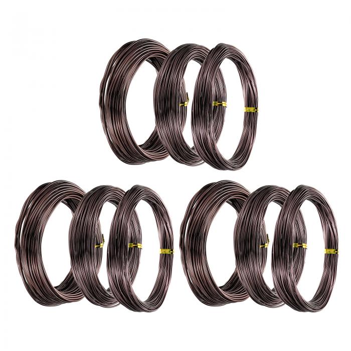 PATIKIL 1mm/1.5mm/2mm 盆栽 トレーニング ワイヤー 9ロール フローラル ワイヤー ステム アルマイト アルミニウム 木線 15m ガーデニング 枝 修正 茶色