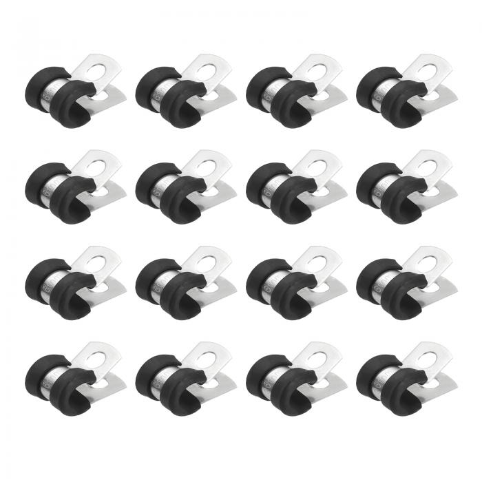 PATIKIL 1/4インチケーブルクランプ 16個304ステンレススチールラバークッション絶縁パイプ金属クランプ チューブ パイプ ホース ケーブル ワイヤー コードの取り付け用