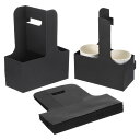 PATIKIL ハンドル付き2カップドリンクキャリア 30パックのクラフトペーパーボードテイクアウトコーヒーカップホルダー 持ち運び可能な使い捨てハンドル付きドリンクキャリア 黒(3)