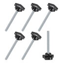 M METERXITY 6個入りスタークランピングノブ 機械/電子機器/家具/傘ベース用 M8x80mmメススレッド手締めネジ マシンハンドル交換[39mm 黒...