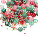 PATIKIL 2-8mm アソーテッドガラス樹脂ビーズ クラック入り砂利丸ビーズ小さなヨーロピアンスペーサーシードビーズ混合バルク 宝石メイキングDIYブレス...