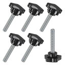 M METERXITY 6パック スタークランピングノブ 機械/電子機器/家具/傘ベース用 M10x50mmメススレッドハンドタイトニングスクリュー マシンハン...