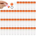 PATIKIL 1mLプラスチック試験管 48個凍結試験管グラデュエートビアルコンテナストレージねじキャップラボ実験科学用 オレンジクリア