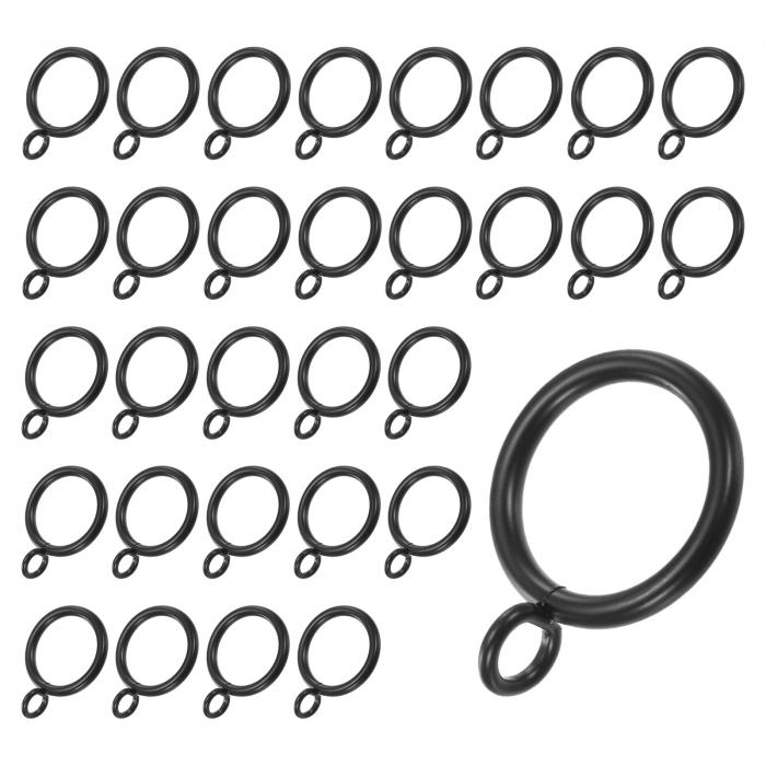 M METERXITY 30パックの黒カーテンリング（アイレット付き） カーテンロッド用の錆びにくいメタルリン..