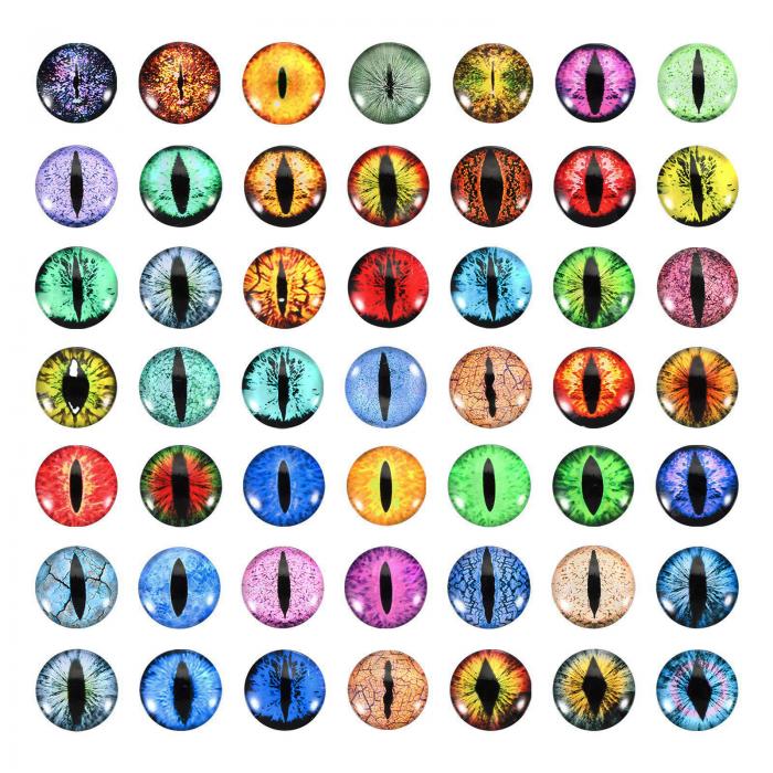 PATIKIL 15mmドラゴンアイ 100個の丸いガラスの目 動物の編み目の目 粘土人形作りのクラフトDIYの発見..