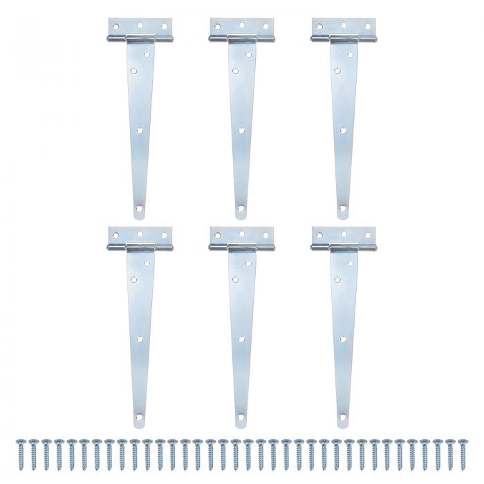 M METERXITY 6個入りのアイアンTストラップシェッドドアヒンジ 8 "の納屋のドアゲートヒンジ 木製フェンス/ヤード/納屋のドア用のヒンジ[ホワイト]