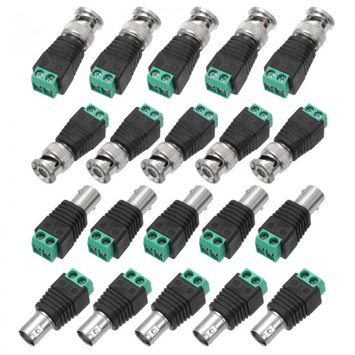 PATIKIL BNC オス バラン コネクタ 10ペア 同軸 Cat5 から BNC オス コネクタ BNC から 2 ネジ カメラ ターミナル オス アダプタ CC TV 監視 カメラ システム用 黒/グリ ーン