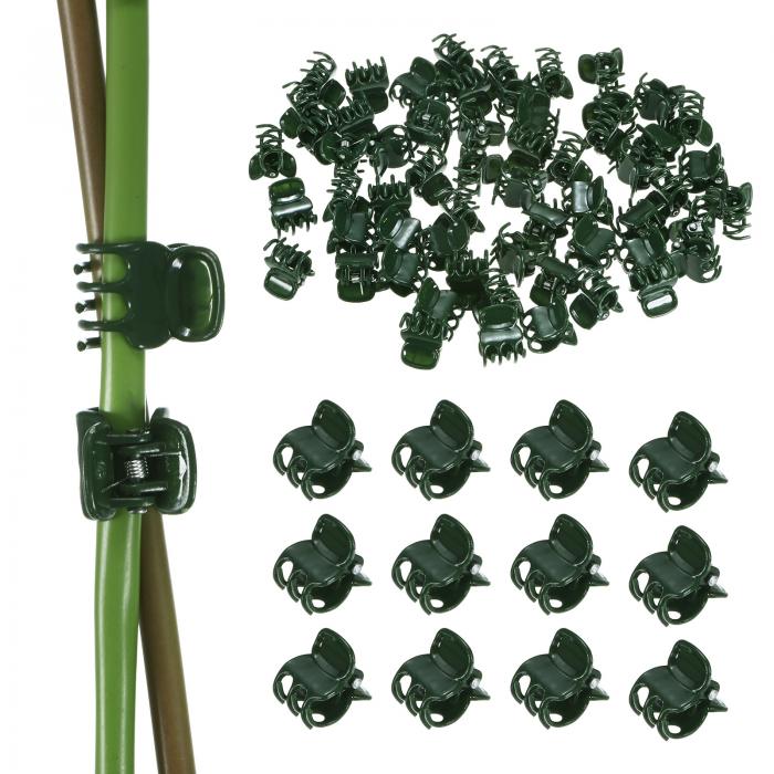 M METERXITY 50個入り 蘭クリップ プラスチック製 ガーデンプラントクリップ 6つ 爪 蘭クリップ 茎/つる/茎を支えるため ガーデンプラントサポートクリップ[ダーク緑]