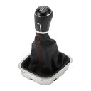 INFINAUTO 2014-2017年用VWに対応 Polo用のプラスチック製の黒と赤のフェイクレザー製の5速マニュアルギアシフトノブカバー ギアボックスステ...