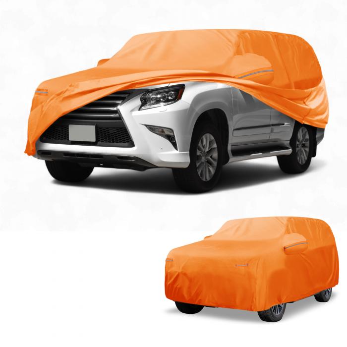 Partuto カーカバー 防水 オールウェザー 自動車用 アウトドア用 アンチUV サン 雨保護 Lexusに対応 GX 210D-PU オレンジ W/ジッパー