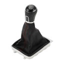INFINAUTO フォルクスワーゲンに対応パサート2008-2012用のプラスチック製の黒と赤のフェイクレザー製の5速マニュアルギアシフトノブカバー付き ギア...