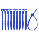 CAPASTEC ケーブルバンド 結束バンド 柔らかい シリコン 巻き取り イヤフォン USBケーブル コード収納 繰り返し使用可能 11.3cm 10本入り 青