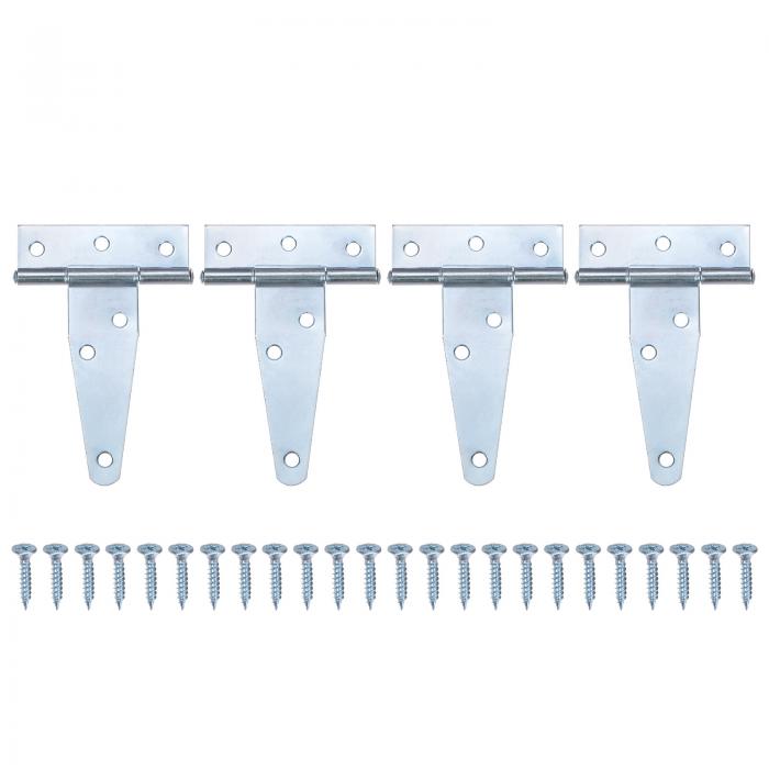 M METERXITY 4パックのアイアンTストラップシェッドドアヒンジ 3 "の納屋のドアゲートヒンジ 木製フェンス/ヤード/納屋のためのヒンジ付きワイヤードハードウェア[ホワイト]