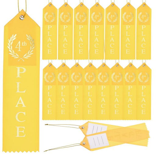 PATIKIL アワードリボン 18個4位入賞賞メダルリボン イベントカード&ロープ付き スポーツイベント 競技 チャレンジ 賞 装飾用 イエロー PATIKIL アワードリボン 18個4位入賞賞メダルリボン イベントカード&ロープ付き スポーツイベント 競技 チャレンジ 賞 装飾用 イエロー