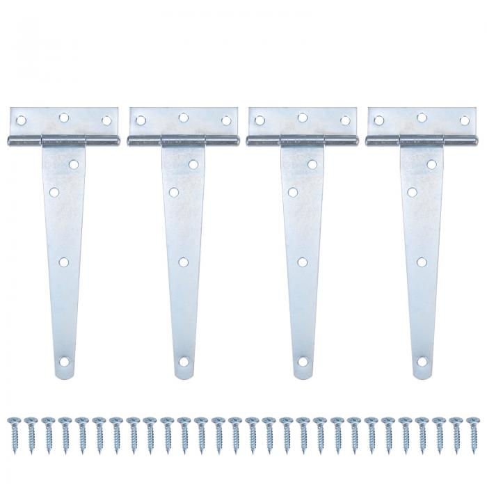 M METERXITY 4個入りのアイアンTストラップシェッドドアヒンジ 10 "の納屋のドアゲートヒンジ 木製フェンス/ヤード/納屋のドア用のヒンジ[ホワイト]