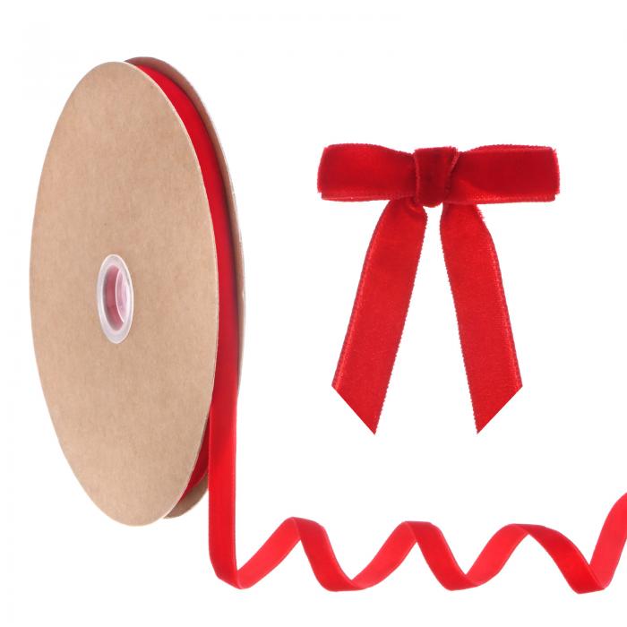 M METERXITY 薄いベルベットリボン 3/8" 25ヤード シングルサイド クリスマスリボン クリスマスツリー/..