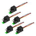 A ABSOPRO 5 Pins 12V 30A オートリレー ハーネスソケット付き 防水カーリレー ブラック 5 個