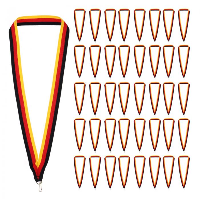 PATIKIL スナップクリップ付きの表彰用ネックリボン、100個入りのポリエステルメダルランヤード、競技成績スポーツパーティー用のブ ランク表彰リボン、黒/レッド/イエロー