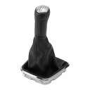 Partuto 2014-2017年Volk-swa-genに対応・ポロ用のプラスチック製フェイクレザー製ブラックシルバートーンの5速マニュアルギアシフトノブカ...
