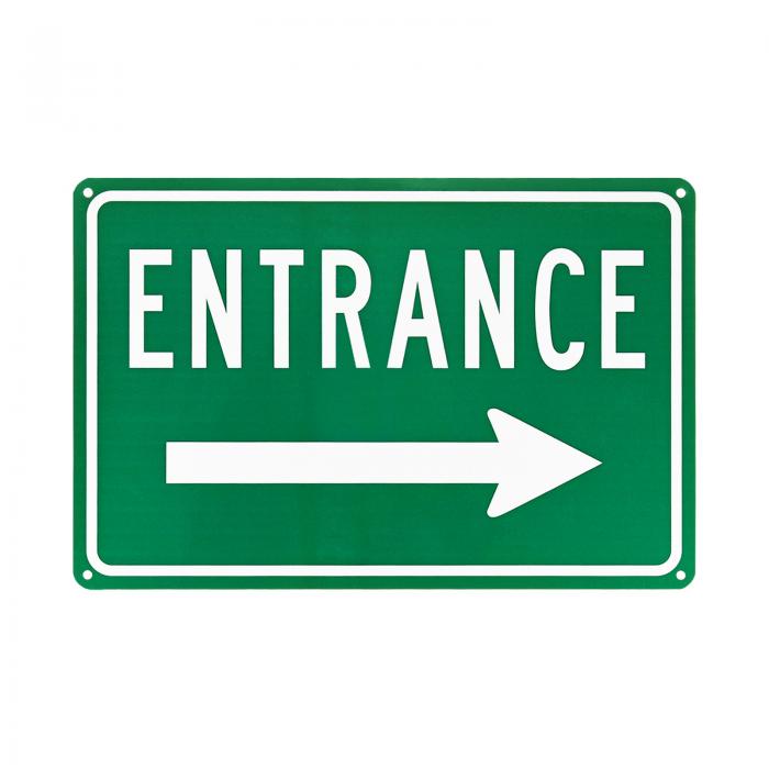 M METERXITY 1パック 右矢印入口サイン 12x8" アルミ反射入りここに入る看板 錆びない 防水入口看板 ビ..