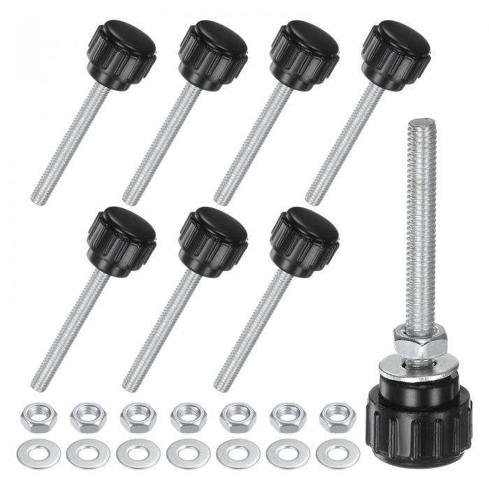 M METERXITY 8個セットのねじ付きクランプノブ M4x35mmメススレッドのねじ付きサムスクリューWナット＆..