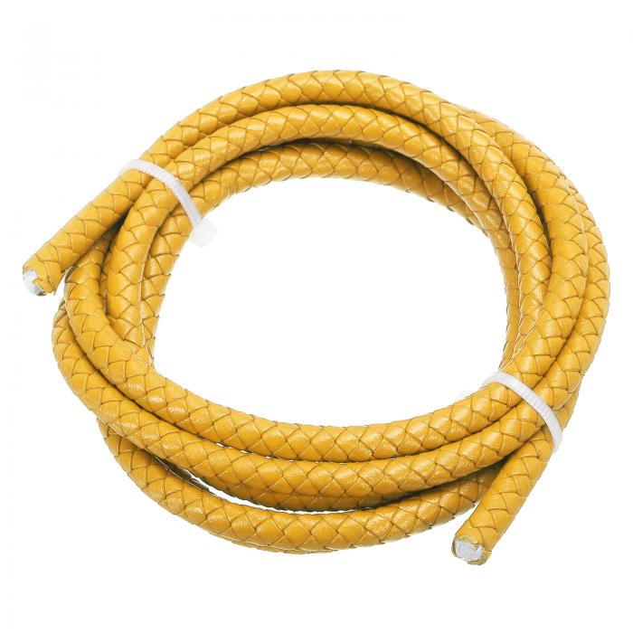 PATIKIL 丸編みレザーコード 6mmの編み込み本物のレザーコードストリングロープ 宝飾品メイキングクラフト ネックレス ブレスレット用 イエロー（1.1ヤード）