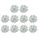 PATIKIL 2.4" ファ ブリックブローチフラワー、ブローチピン用10個のファ ブリックフラワー、ヘッドバンド装飾用パール付きのDIYクラフトウェディングデコレーション、グレー