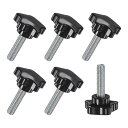 M METERXITY 6個入りスタークランピングノブ 機械/電子機器/家具/傘ベース用M10x35mmメススレッド手締めネジ マシンハンドル交換[39mm 黒...