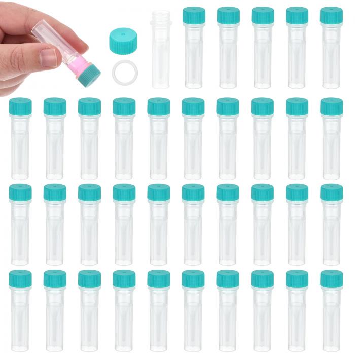 PATIKIL 0.5mLプラスチック試験管 36個凍結試験管グラデュエートビアルコンテナストレージスクリューキャップ ラボ実験室科学用 緑クリア