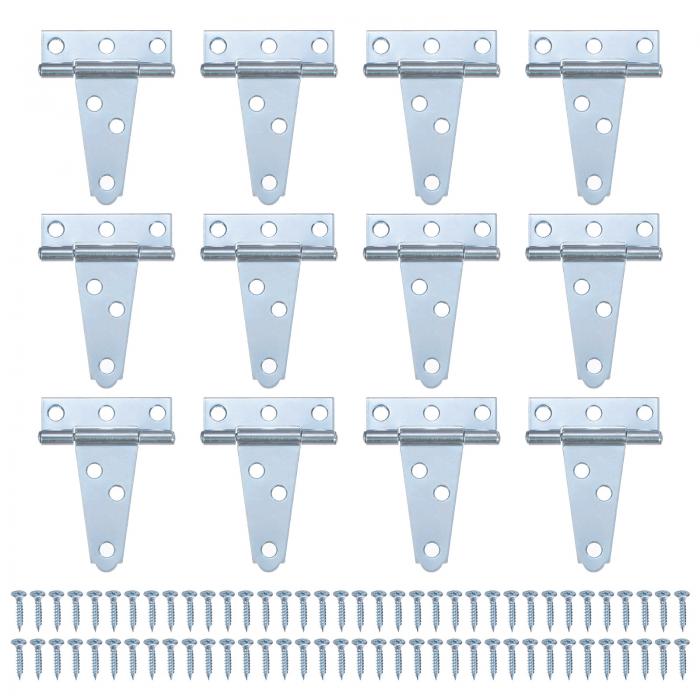 M METERXITY 12パックのアイアンTストラップシェッドドアヒンジ 2 "の納屋のドアゲートヒンジ 木製フェンス/ヤード/納屋のためのヒンジ付きワライトハードウェア