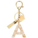 PATIKIL アルファベットイニシャルレターキーチェーン レジン製かわいいキーチェーン タッセルハートレターAペンダント装飾 女性用キーパースハンドバッグバッ...