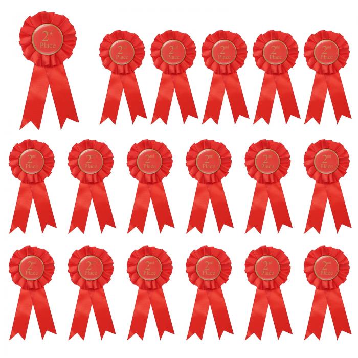 PATIKIL 18個の賞リボン、2位トロフィー表彰リボン受賞者賞リボン参加メダルリボン競技スポーツイベント用、赤