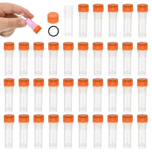 PATIKIL 1mLプラスチック試験管 36個凍結試験管グラデュエートビアルコンテナストレージねじキャップラボ実験室科学用 オレンジクリア PATIKIL 1mLプラスチック試験管 36個凍結試験管グラデュエートビアルコンテナストレージねじキャップラボ実験室科学用 オレンジクリア