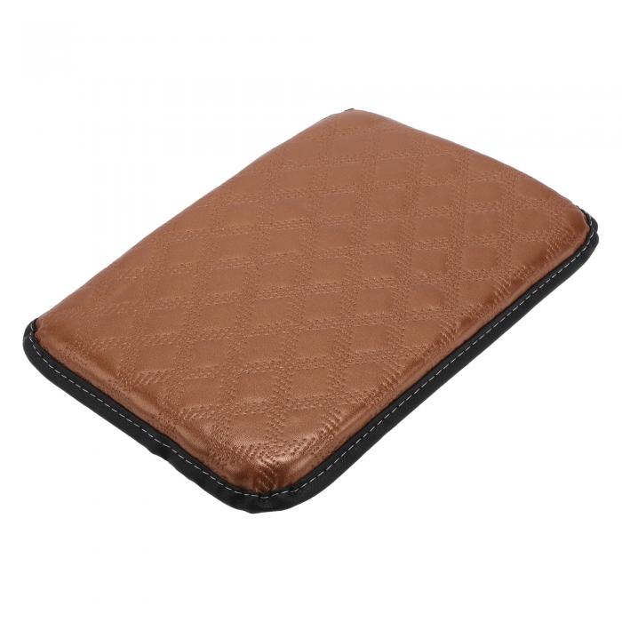 A ABSOPRO 車用アームレストクッションパッド ノンスリップ 30x20cm PU、通気性のある綿とリネン ブラウン センターコンソールリッド