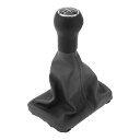 INFINAUTO フォルクスワーゲンに対応ビートル1998-2010用のプラスチック製フェイクレザーブラックグレー 1個のギアノブカバー付き5速マニュアルギア...