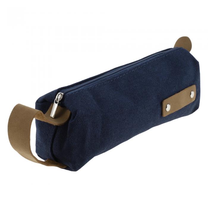 CAPASTEC ペンケース 筆箱 文房具 帆布 シンプル 大容量 おしゃれ 軽量 大人 1個入り 濃藍