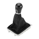 INFINAUTO フォルクスワーゲンに対応パサート2008-2012用のプラスチック製フェイクレザーブラックの5速マニュアルギアシフトノブカバー付き ギアボッ...