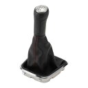 Partuto 2014-2017年用Volk-swa-genに対応・ポロ用のプラスチック製フェイクレザー製ブラックレッドの5速マニュアルギアシフトノブとカバー...
