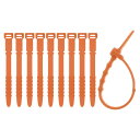 CAPASTEC ケーブルバンド 結束バンド 柔らかい シリコン 巻き取り イヤフォン USBケーブル コード収納 繰り返し使用可能 11.3cm 10本入り 橙色