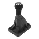 INFINAUTO フォルクスワーゲンに対応ビートル1998-2010用のプラスチック製フェイクレザーブラックグレーの6速マニュアルギアシフトノブカバー付き ギ...