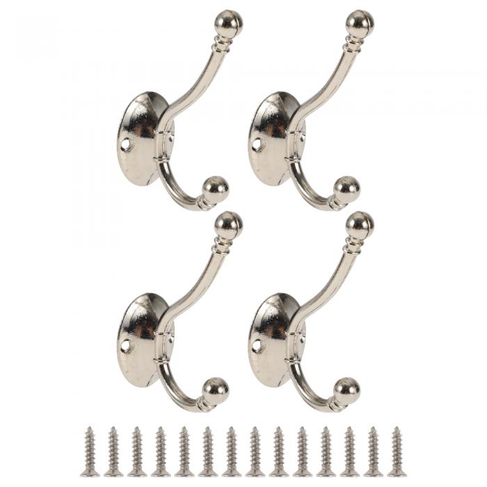 CAPASTEC 壁掛けフック 4個 タオルフック コートフック アンティーク調フック クローゼットフック ドアフック バスルーム キッチン用 3.98"x1.34"x2.64" シルバートーン