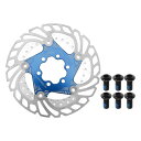 BULLSPANN 1セットの自転車ディスクブレーキローター、140mmの丸みを帯びた自転車ブレーキディスクローター、6ボルト付き、マウンテンロード・Eバイク用の自転車フロー ティングディスクブレーキローター、ブルー