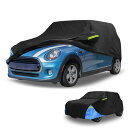 Partuto Miniに対応クーパー4DR 2014-2024用の車両用完全防水カーカバー210DオックスFordに対応クロスブラックブルー、ドアジッパー付き雨日雪保護(2)
