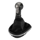 INFINAUTO シートに対応アルテア2004-2020用の6速マニュアルギアシフトノブカバー プラスチック製のフェイクレザーブラックシルバートーン 1個