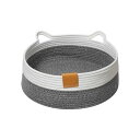 CAPASTEC 編み猫ベッド、35cm直径 折りたたみバスケット巣、通気性ペットラウンジベッド、爪研ぎ耐性ユニバーサル子猫ベッド、深灰色