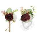 PATIKIL バラの花のリストコサージュとブートニアセット 人工バラのブ ライズメイドリストコサージュブートニアブ ライドコサージュ ウェディングパーティーセ...