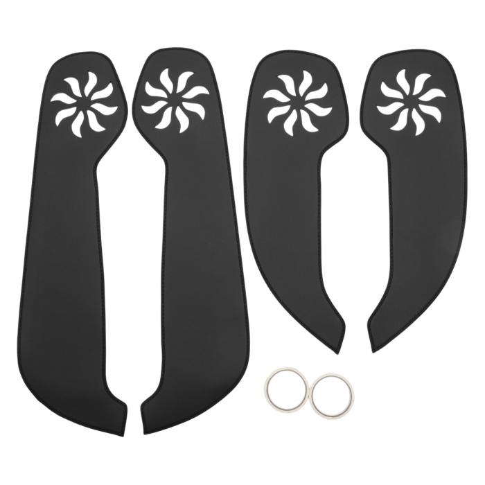 TUCKBOLD キャデラックに対応ATS 2013 2014 2015用の車のドアレザーアンチキックパッドステッカー ドアパネルインテリアサイドエッジフィルムトリムプロテクターブラック粘着バッキング1セット