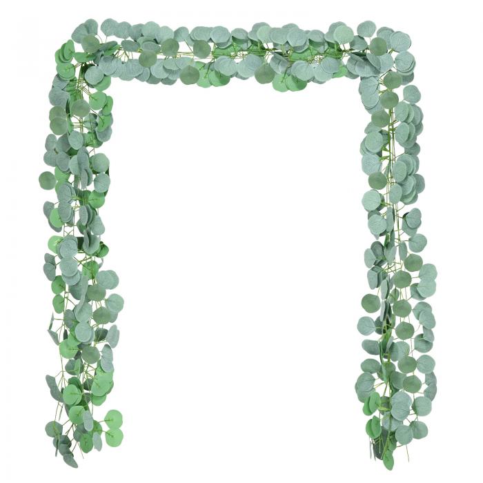 M METERXITY 6パック 人工ユーカリガーランド 葉72枚 全長6.9フィート ホームデコレーション/ウェディング/クリスマス/DIY/パーティー/ホーム/ガーデンオフィス用[グレー・ホワイト・緑]