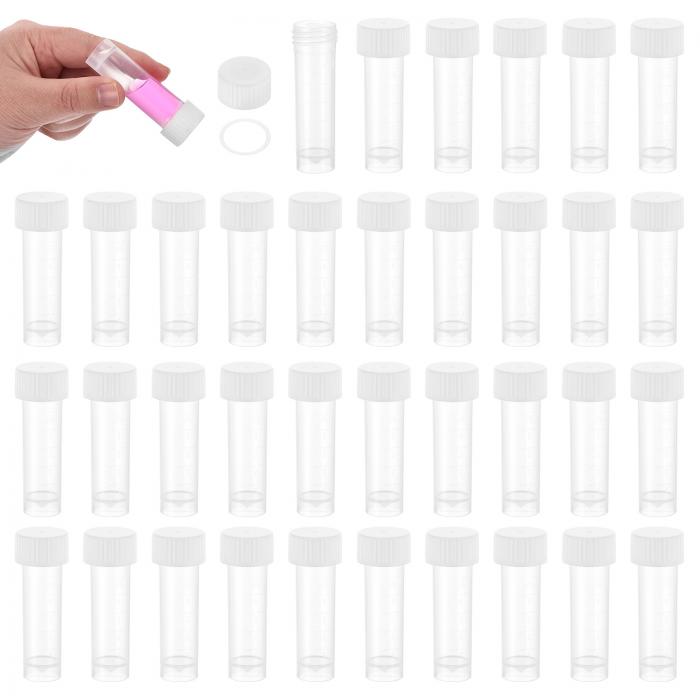 PATIKIL 5mLプラスチック試験管 36個凍結試験管グラデュエートビアルコンテナストレージねじキャップラボ実験室科学用 ホワイトクリア