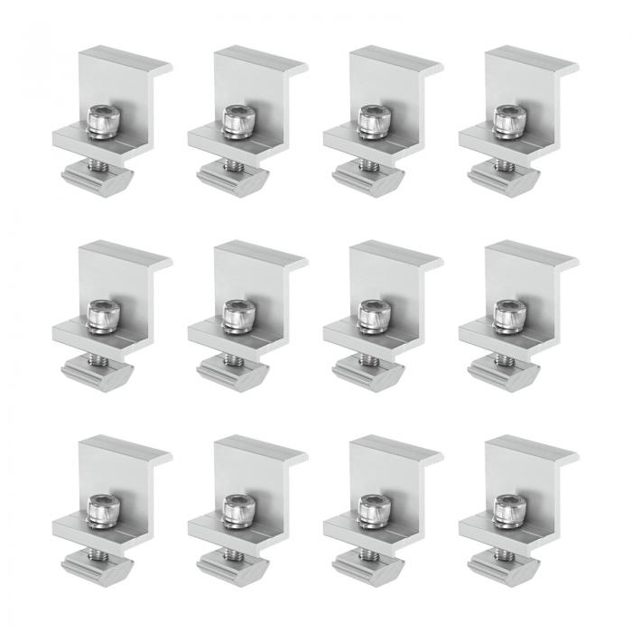 M METERXITY 12パック ソーラーパネル取り付け用30mm Zクリップ 軽量で錆びにくいアルミニウムアノダイズドソーラーエンドクランプ 屋根/壁/ボート/オフグリッド/RV用ソーラーパネル取り付けブ ラケット[ホワイト]